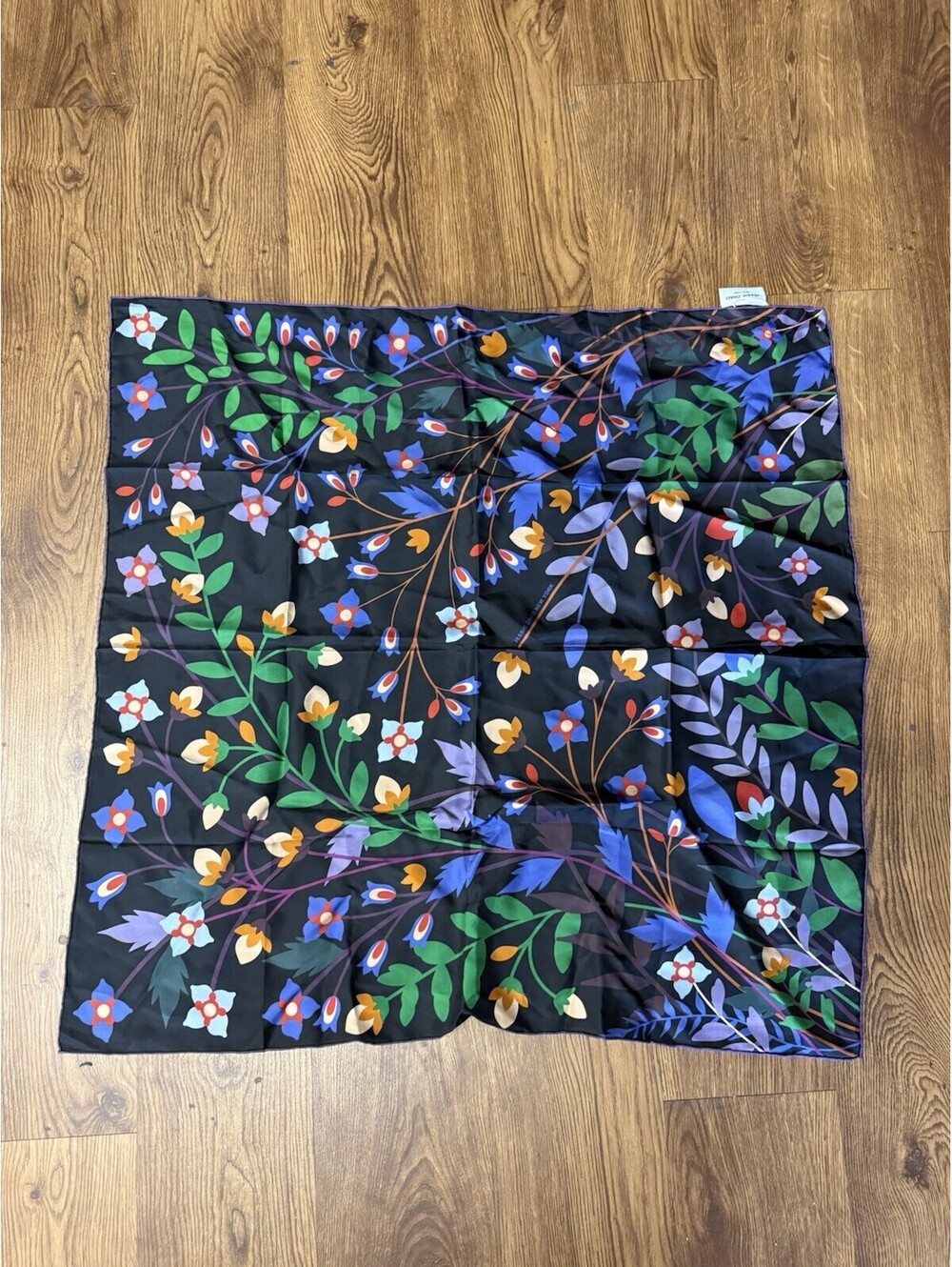 Jessie Zhao Black Double Sided Silk Scarf Night Garden New w/ Tags Designer